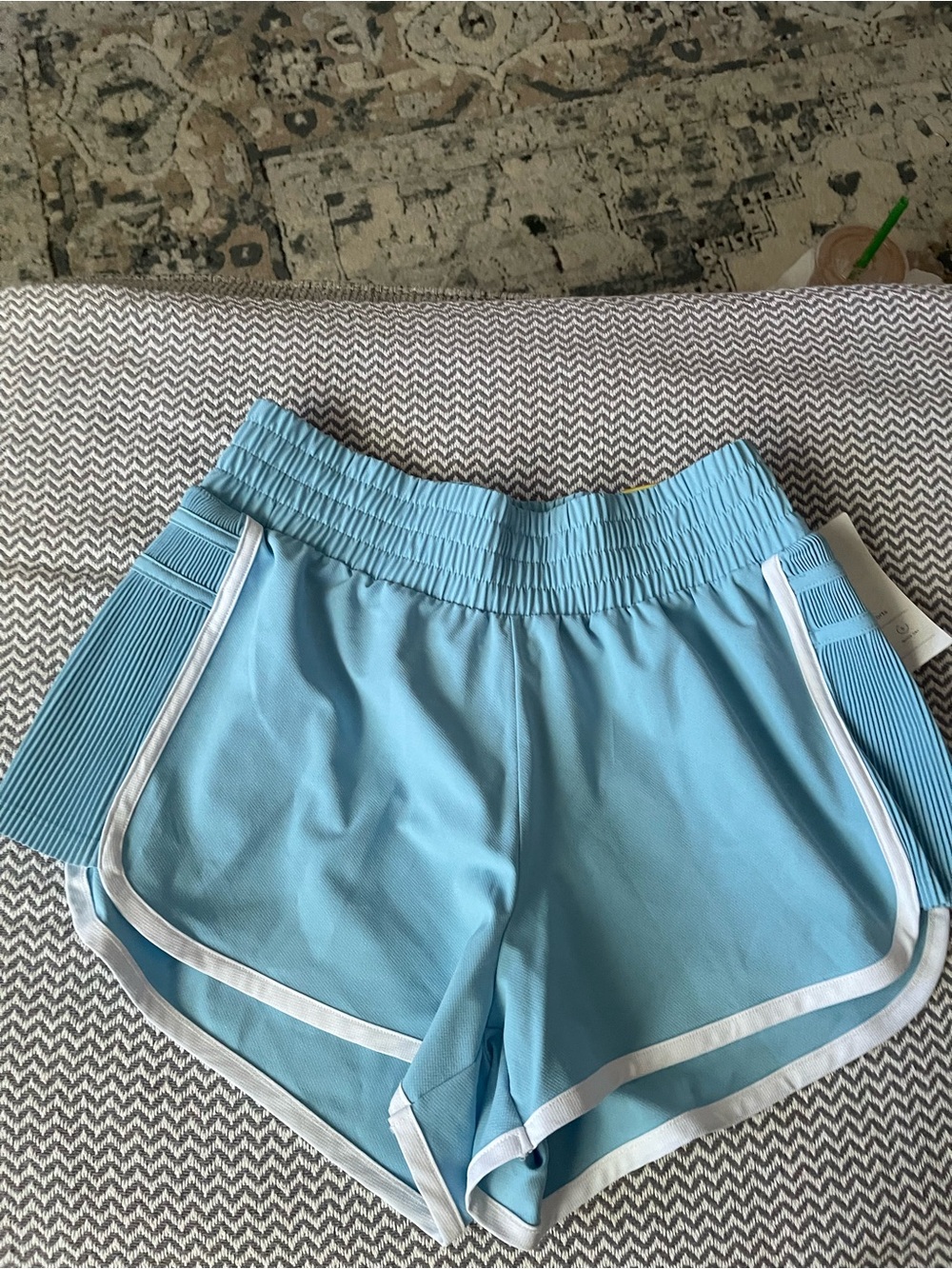 all in motion Light Blue Athletic Shorts with White Trim